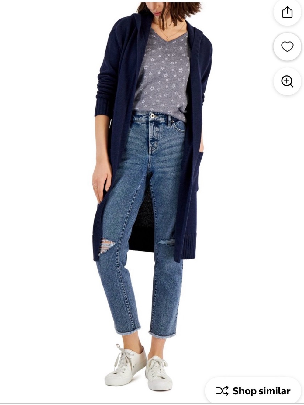 Style & Co. Dark Navy Open-Knit Sweater